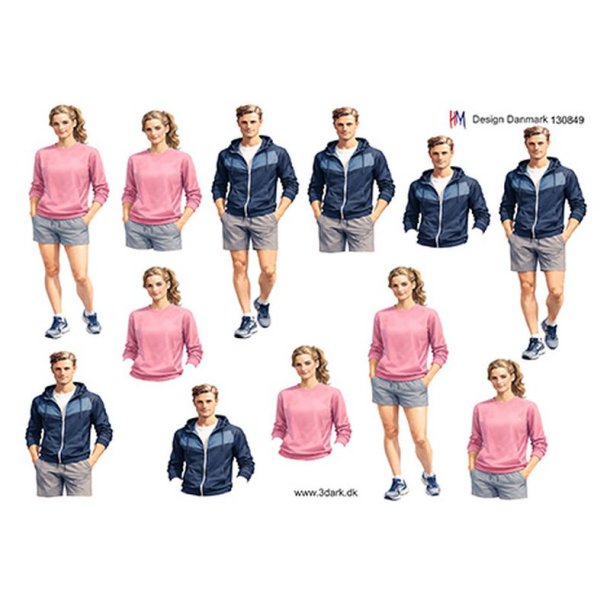 3D Dame og mand i shorts