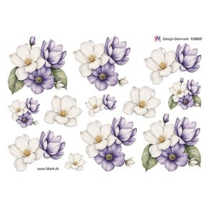 3D Bl� og hvide blomster
