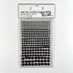 Halvperler blank sort 2,3,4,5,6mm ca 307stk selvkl�bende