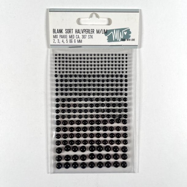 Halvperler blank sort 2,3,4,5,6mm ca 307stk selvkl�bende