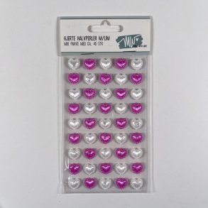 Halvperler hvid-pink ca 45 stk str 1x1cm selvkl�bende