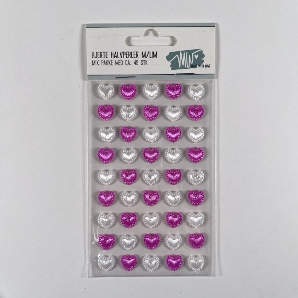 Halvperler hvid-pink ca 45 stk str 1x1cm selvkl�bende