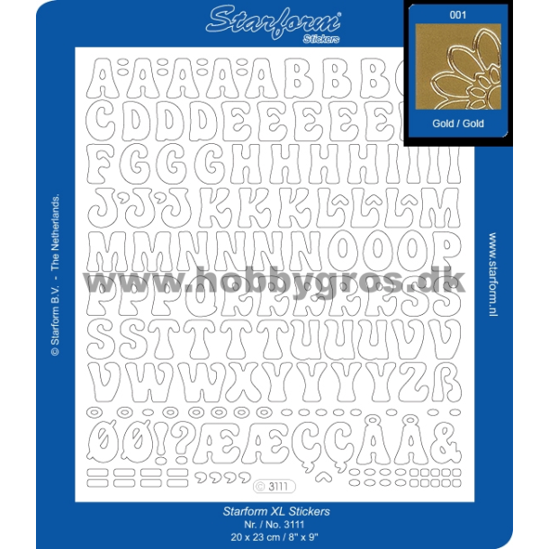 Guld bogstaver store transparent