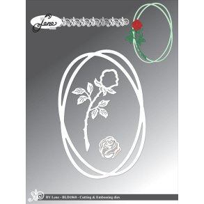 By Lene dies Oval ramme med rose Ramme 8,6x12,6cm