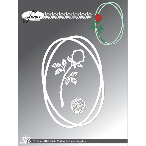 By Lene dies Oval ramme med rose Ramme 8,6x12,6cm