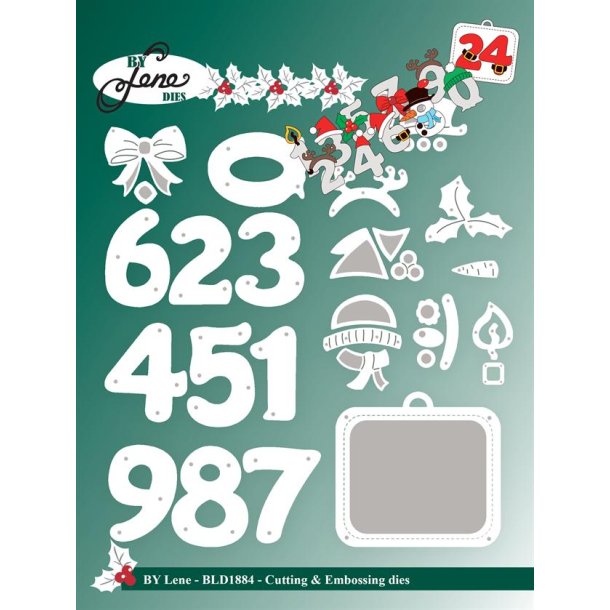 By Lene dies Christmas  DanskNumbers 1: 1,8x3,5cm