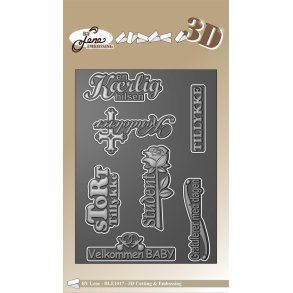 By Lene Cuttiong og 3D embossingfolder A6 Danske tekster
