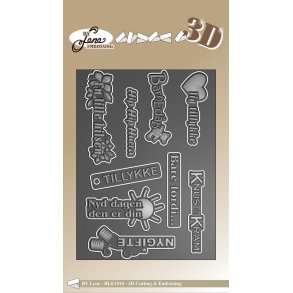 By Lene Cutting og embossing folder Danske tekster