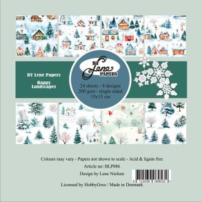 By Lene paperpad Happy Landscapes 24ark 15x15cm 200g