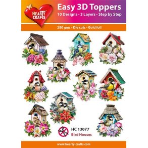 Easy 3D Toppers Bird Houses 10 udstandsede motiver med glimmer