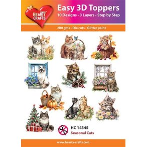 Easy 3D Toppers Seasonal cats 10 motiver med glimmer