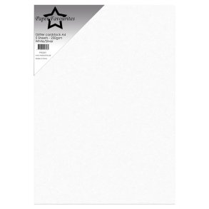 Paper Favourites Glitterkarton White/silver High flash A4 5 stk 250g