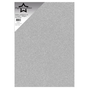 Paper Favourites Glitter karton Fine Silver A4 5stk 250g