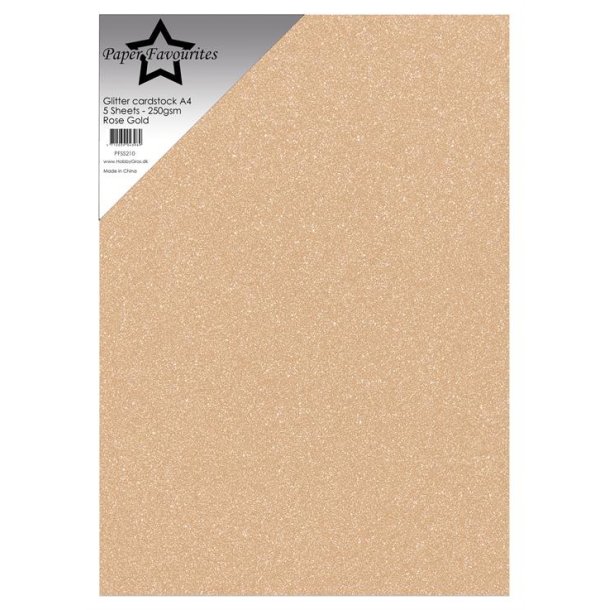 Paper Favpurites Glitter karton Rose gold A4 5stk 250g