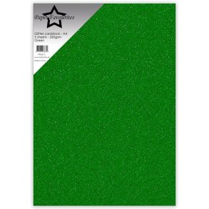 Paper favourites Glitter karton Green A4 5 stk 250g