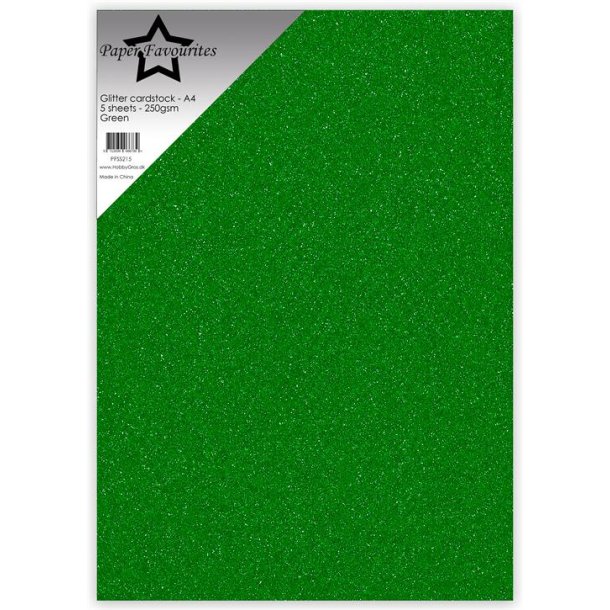 Paper favourites Glitter karton Green A4 5 stk 250g