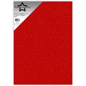 Paper Favourites Glitter karton Red A4 5stk 250g