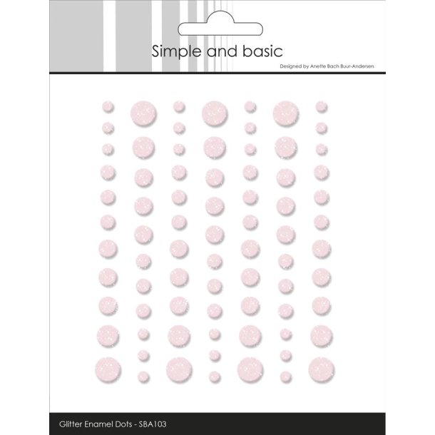Simple And Basic Enamel Dots glitter Light pink 3,4,5,6,7mm 77 stk