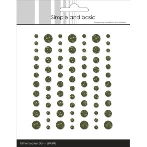 Simple and Basic Enamel Dots glitter Forest green 3,4,5,6,7mm 77 stk