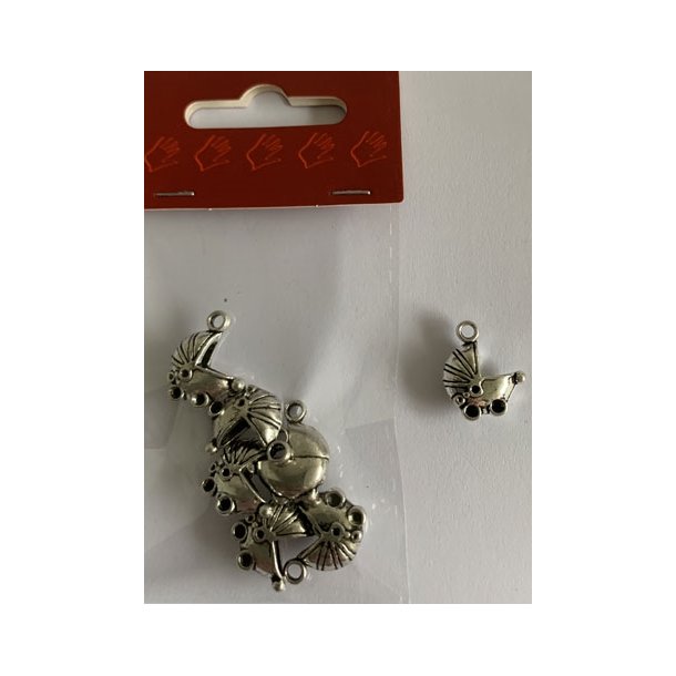  Charms barnevogn 1,2x1,5cm 6 stk
