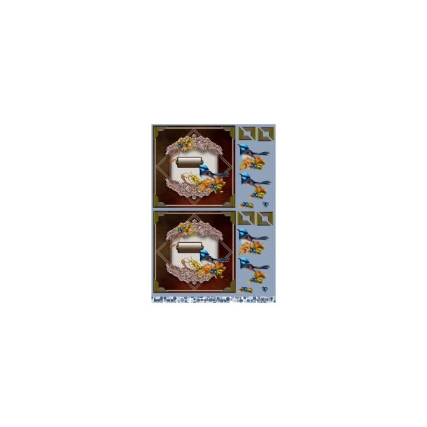 3D Blomster og bl� fugle