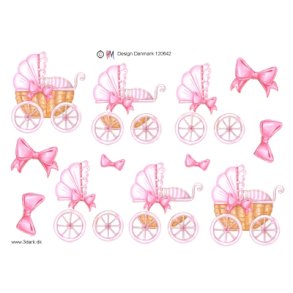 3D Barnevogn med pink sl�jfe