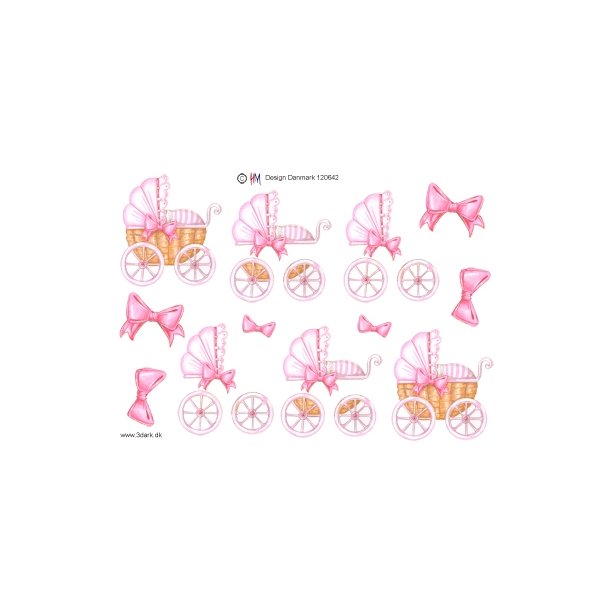 3D Barnevogn med pink sl�jfe