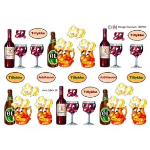 3D Sjove motiver med �l og vin
