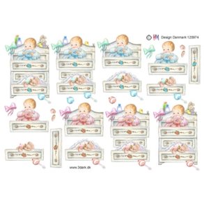 3D Babydreng og babypige i skuffe