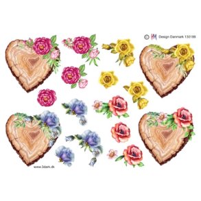 3D Tr�hjerter og blomster