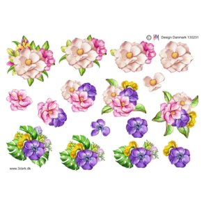 3D Lilla og lyser�de blomster 