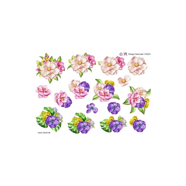 3D Lilla og lyser�de blomster 