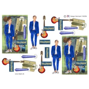 3D  Teenager med guitar