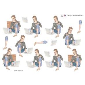 3D Teenagerpige med PC