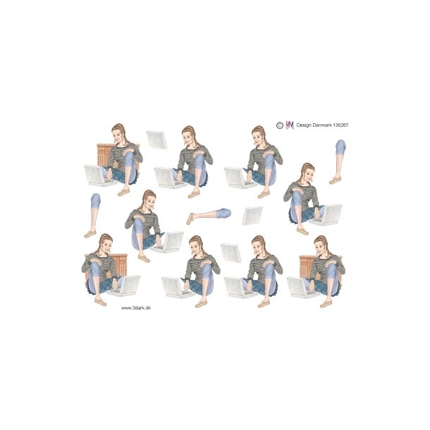 3D Teenagerpige med PC