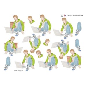 3D  Teenagerdreng med PC