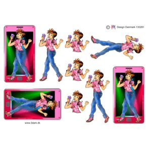 3D Teenagerpige med telefon