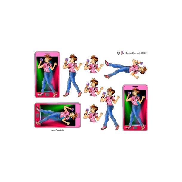 3D Teenagerpige med telefon