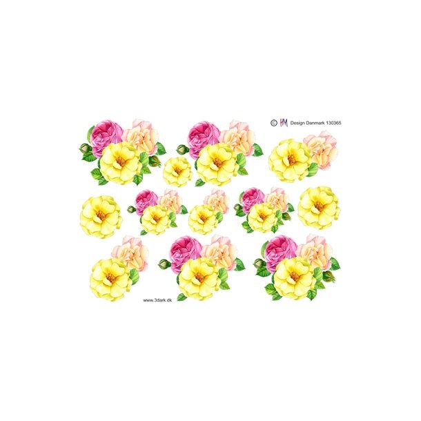  3D Blomster i sk�nne for�rsfarver