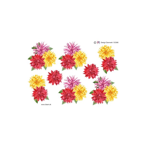 3D Blomster i st�rke farver