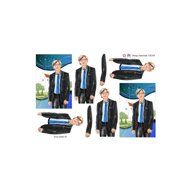  3D Konfirmand dreng ved kirke