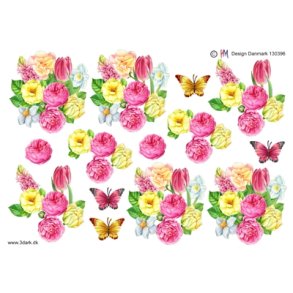  3D Blomster med sommerfugl