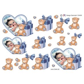  3D Babydreng i hjerteramme