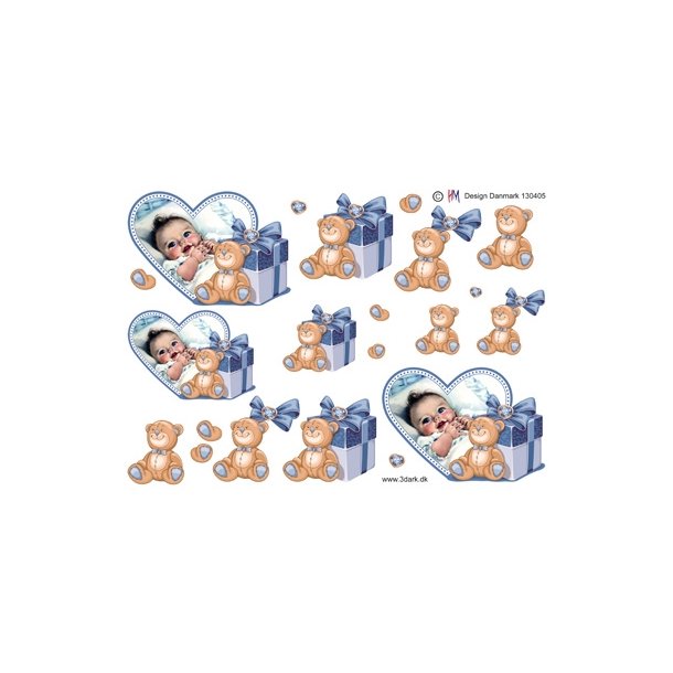  3D Babydreng i hjerteramme