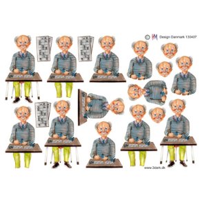  3D �ldre mand til banko