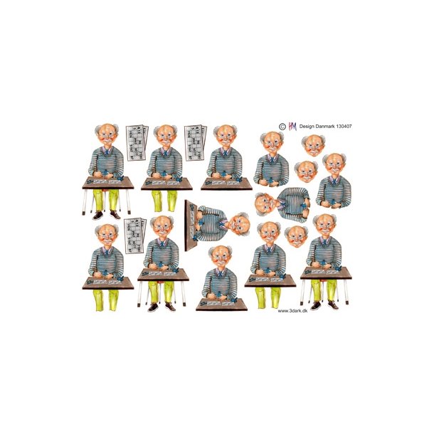  3D �ldre mand til banko