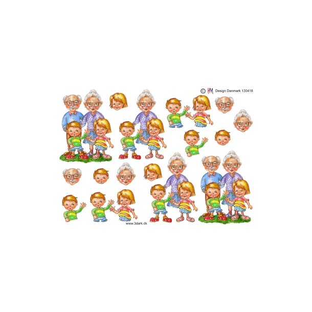  3D Bedstefor�ldre med b�rneb�rn