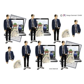  3D Dreng med PC og penge