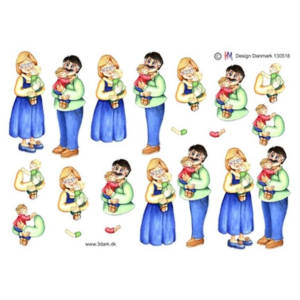  3D Bedstefor�ldre med b�rneb�rn