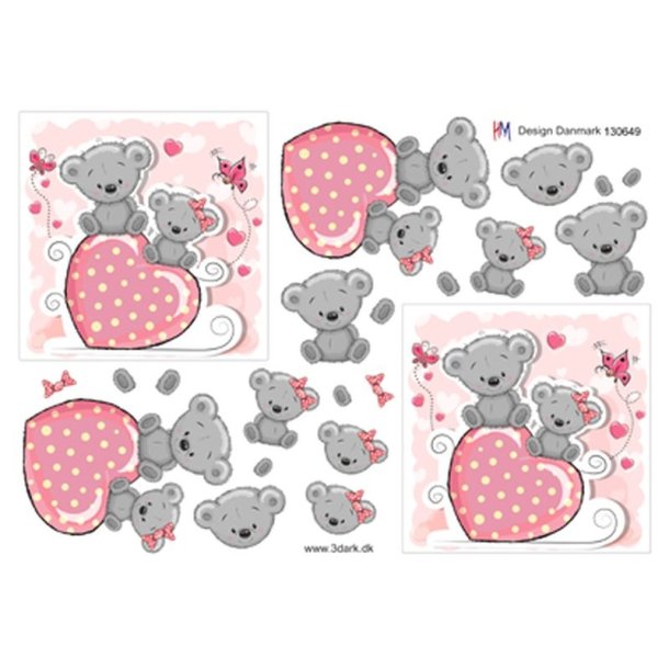 3D Bamse med lyser�dt hjerte